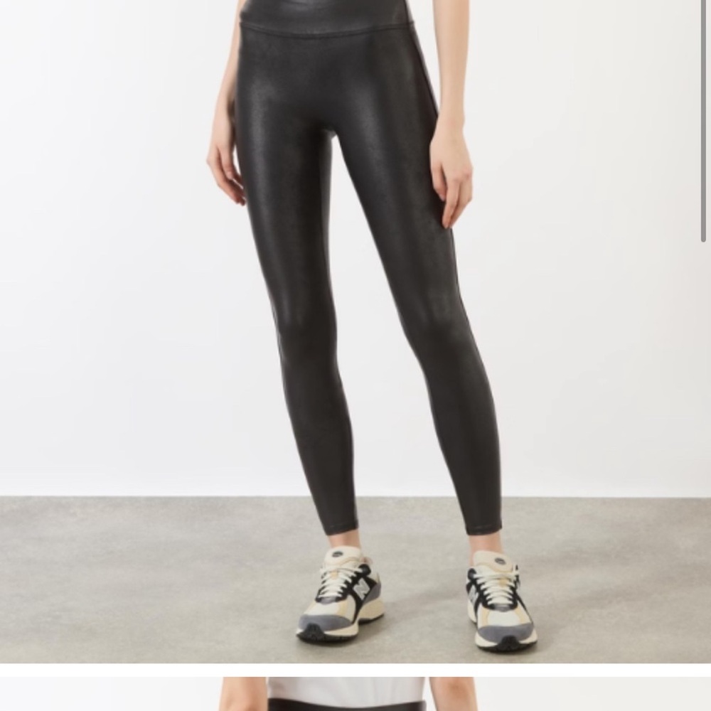 SPANX Black Faux Leather Leggings High-Waisted EUC Sz Medium - Picture 5 of 9